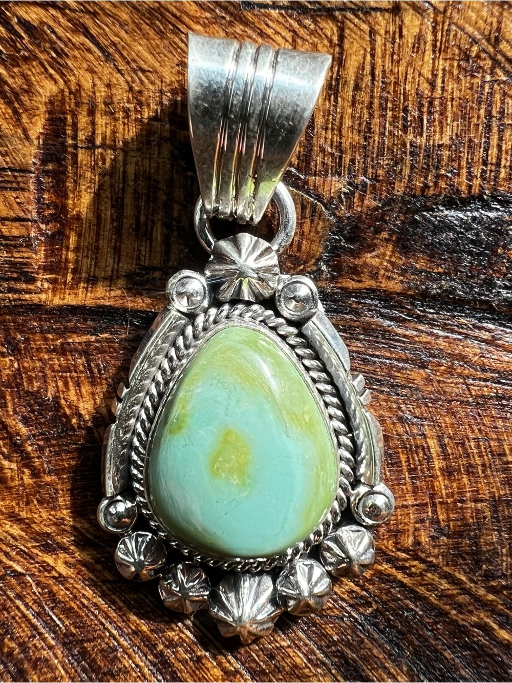 Marita Benally Sterling Silver Sonoran Gold Turquoise Pendant Navajo